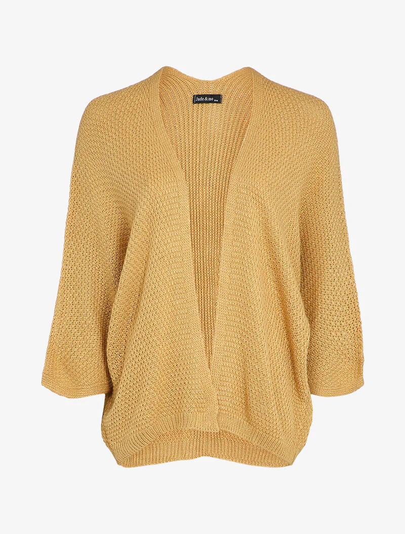 Oversized open vest met dolmanmouwen - camel
