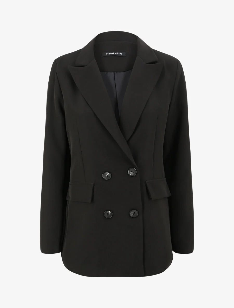 Oversized rechte blazer - Zwart