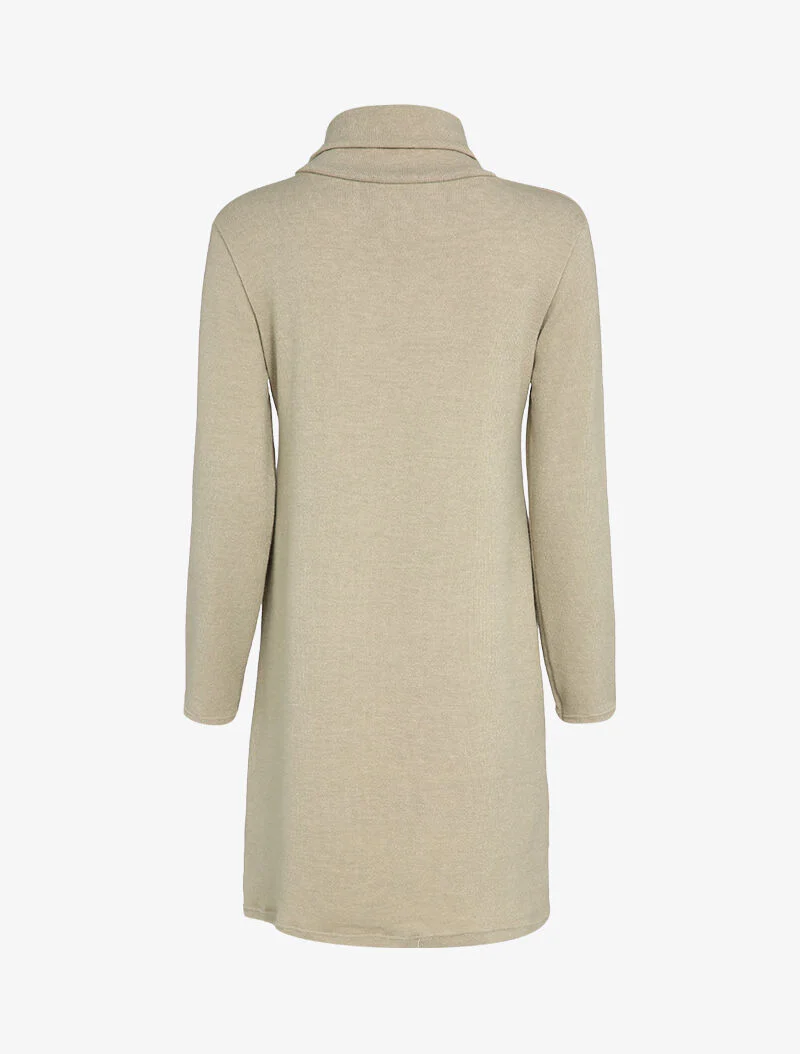 Oversized trui jurk met gestileerde ritssluiting kraag - Beige - Image 2