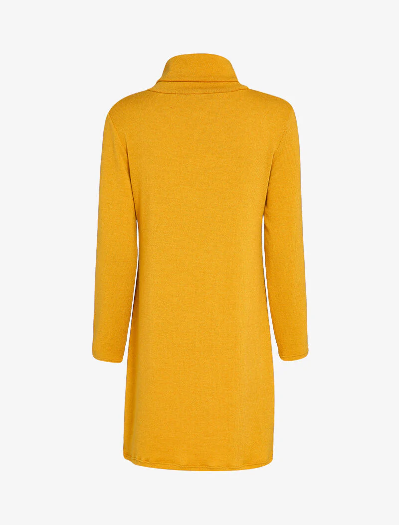Oversized trui jurk met gestileerde ritssluiting kraag - Mosterd - Image 2