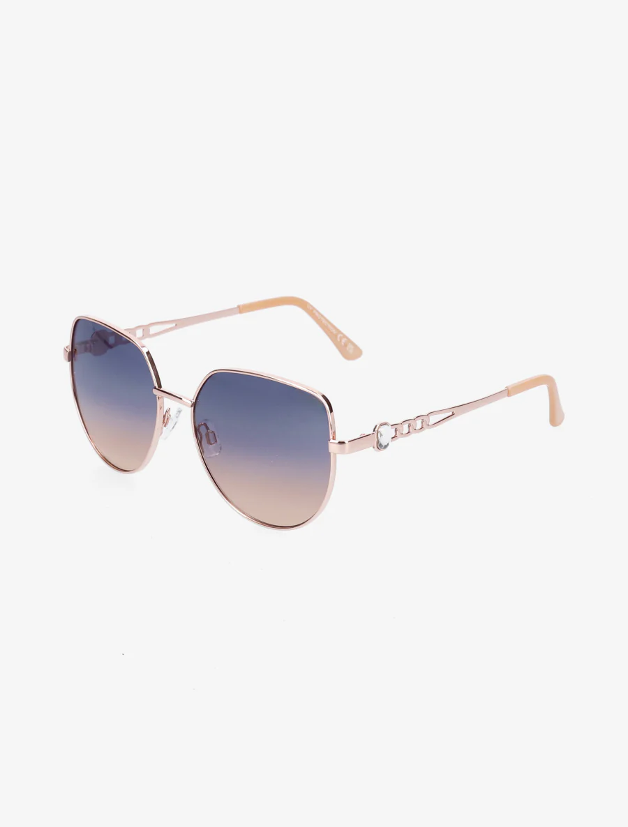 Oversized ronde zonnebril - Blauw/roze