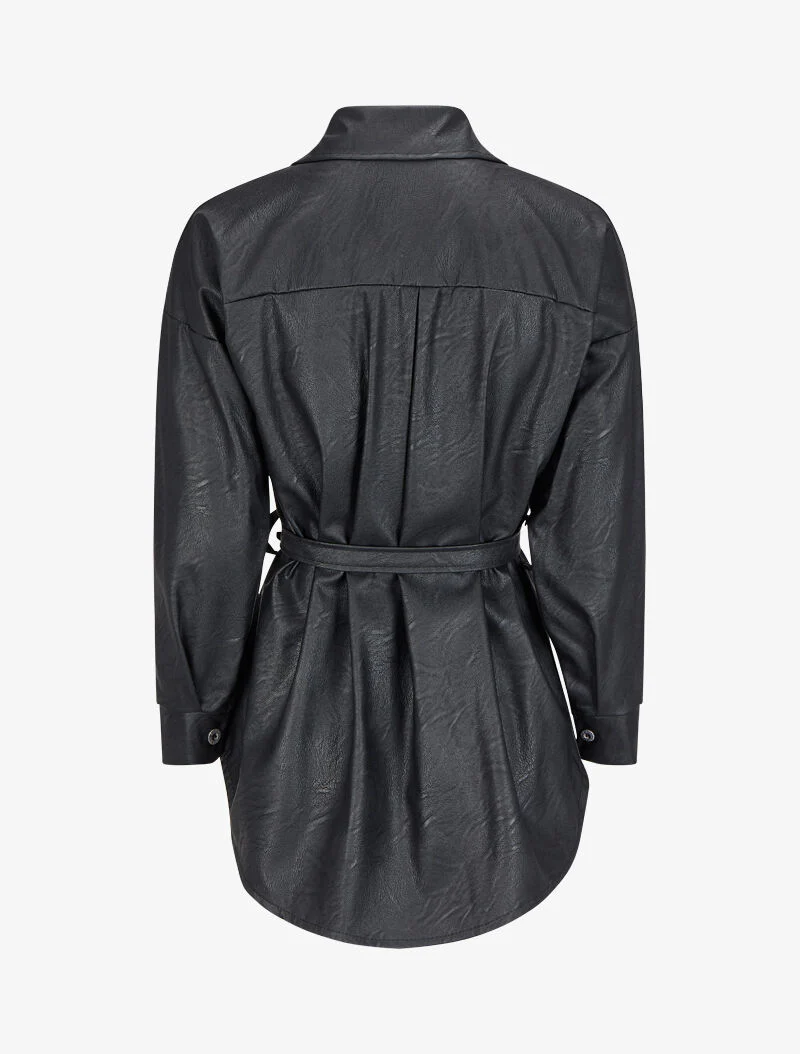 Oversized overhemd in imitatieleer - Zwart - Image 2