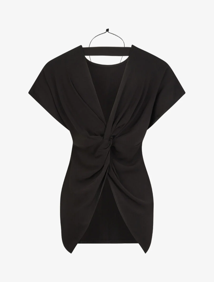 Oversized top met blote gedraaide rug - zwart - Image 2