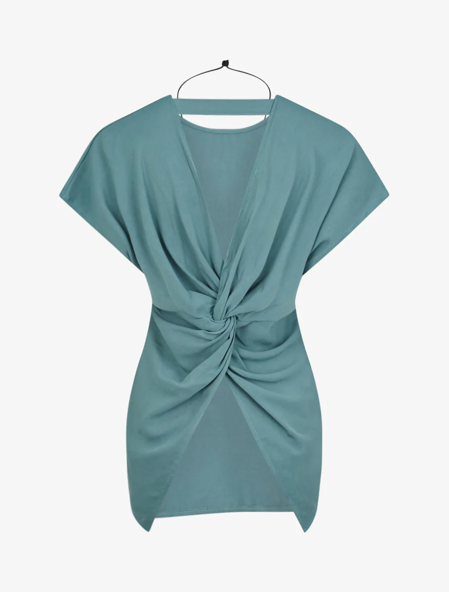 Oversized top met blote gedraaide rug - lichtblauw - Image 2