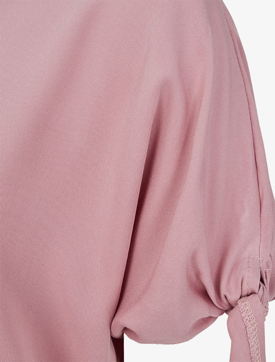 Oversized top met korte mouwen en strikbanden - Poederroze - Image 3