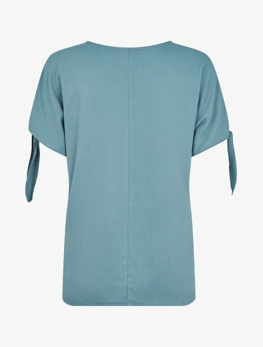 Oversized top met korte mouwen en strikbanden - Lichtblauw - Image 2