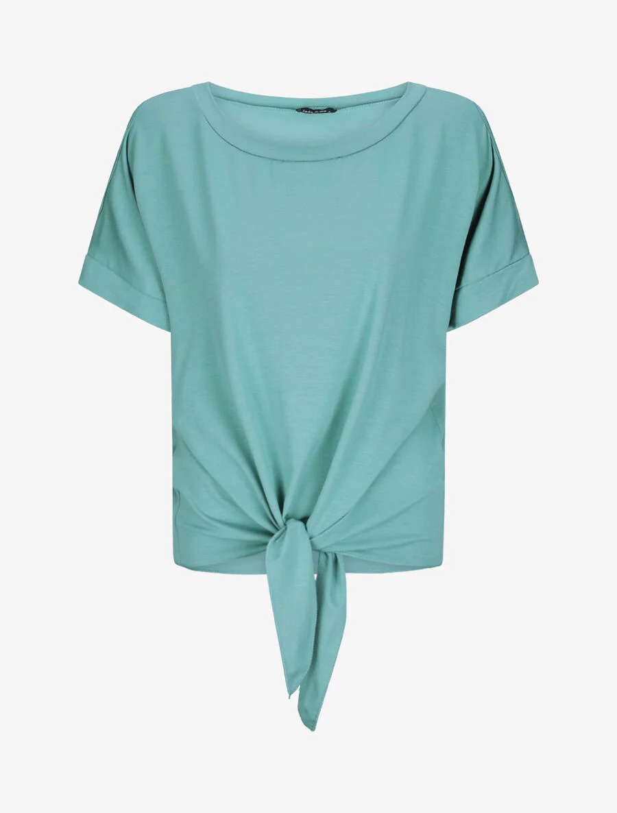 Oversized top met open schouders - Blauw lagon