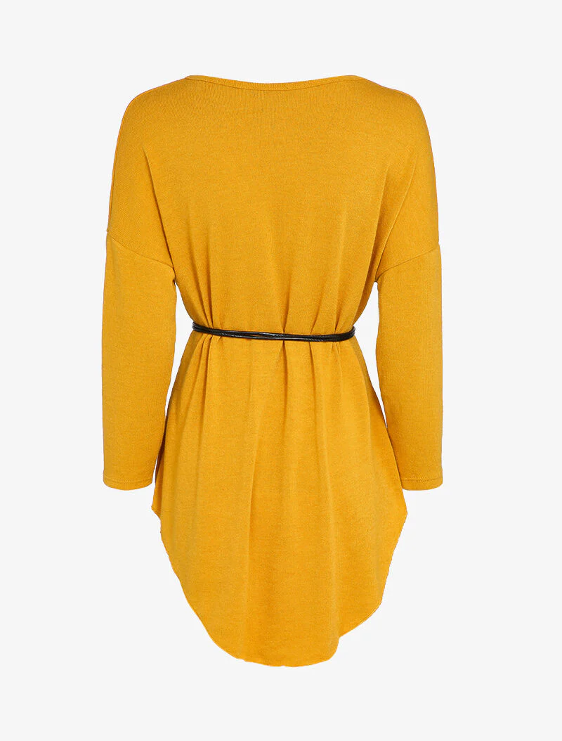 Oversized trui jurk met dolmanmouwen - Mosterd - Image 2