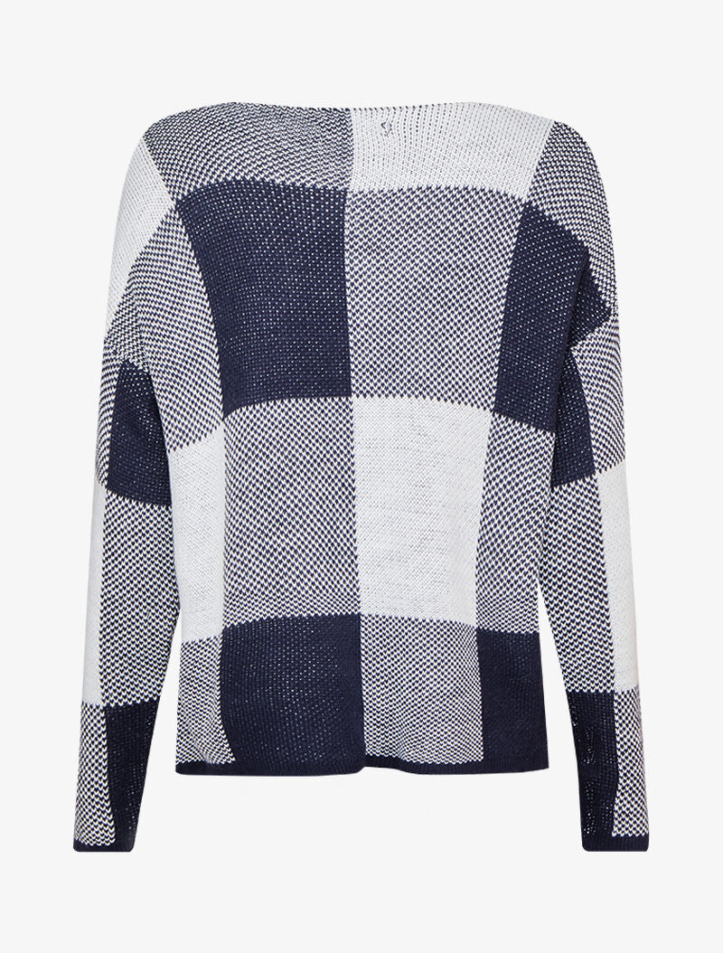 Oversized geruite trui - Marineblauw - Image 2