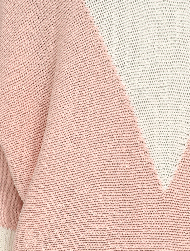 Oversized tweekleurige vleermuismouw trui - Roze/wit - Image 3