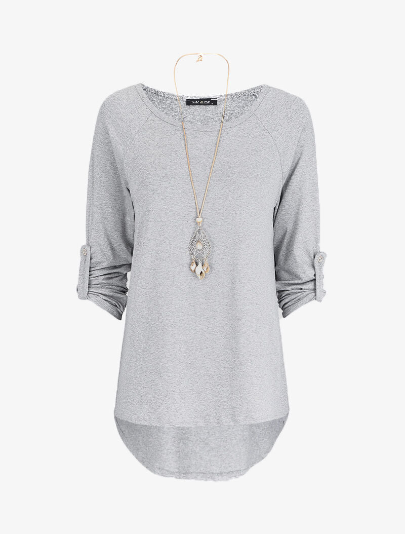 Oversized tuniek met lange ketting - Lichtgrijs