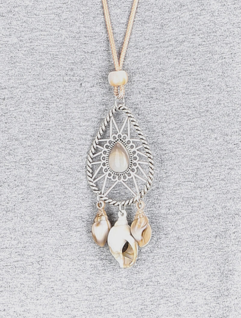 Oversized tuniek met lange ketting - Lichtgrijs - Image 3