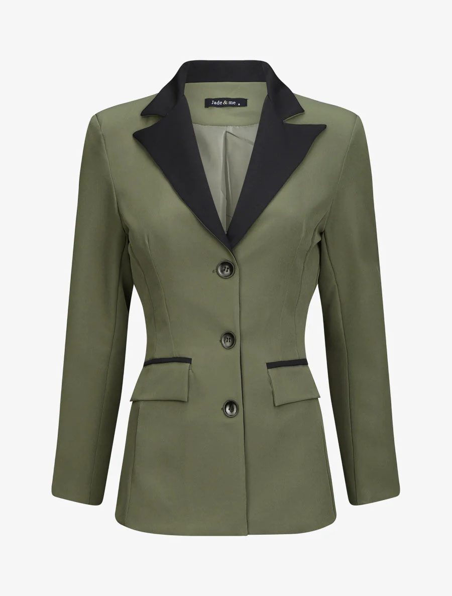 Oversized tweekleurige blazer - kaki