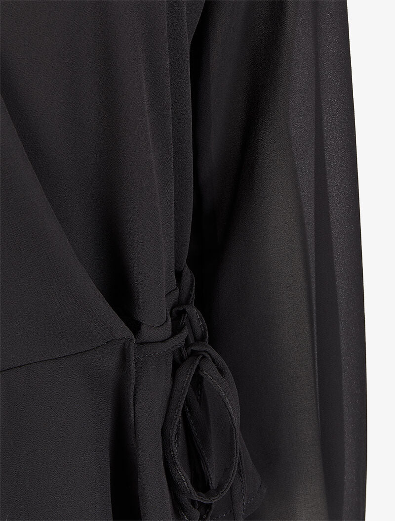 Wikkelblouse met rucheranden - Zwart - Image 3