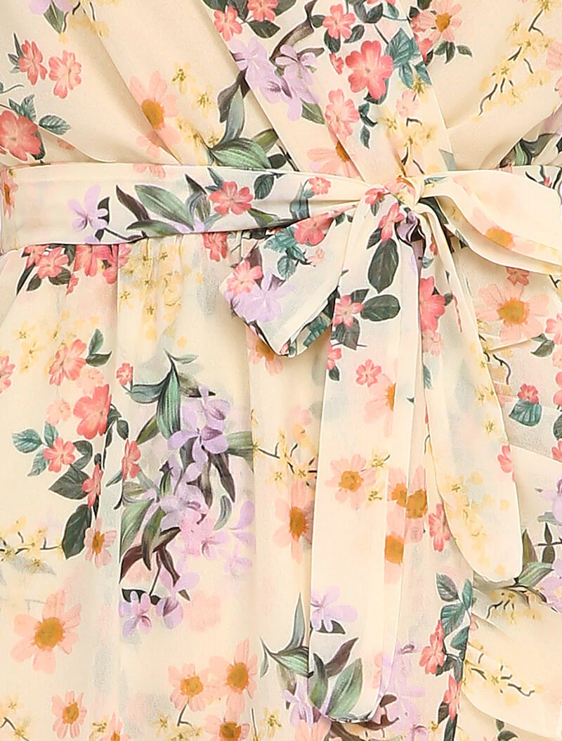 Wikkeljurk met kleine bloemen - Wit - Image 3
