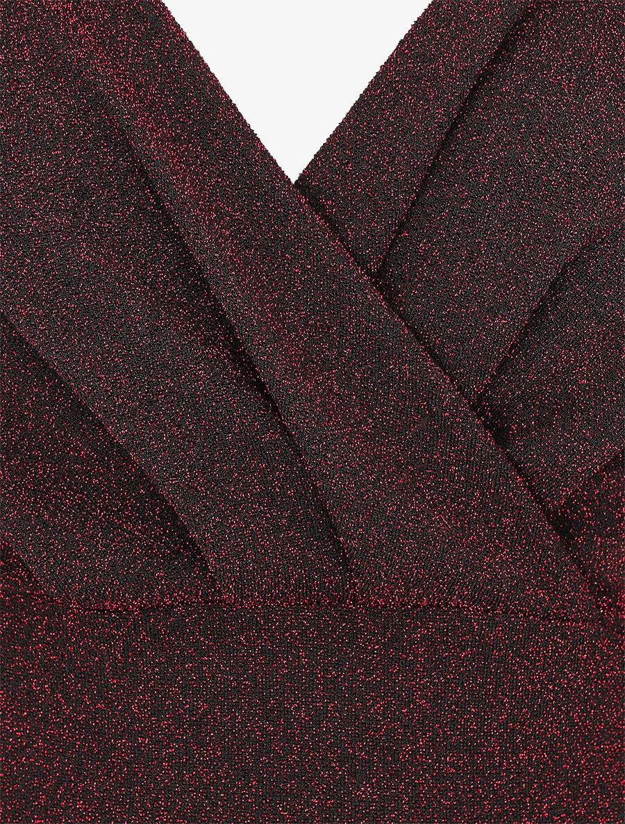 Paillettenjurk met gekruiste bandjes - Rood - Image 3