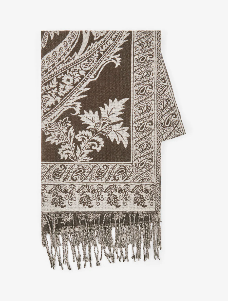 Paisley sjaal met franjes. - Bruin - Image 2
