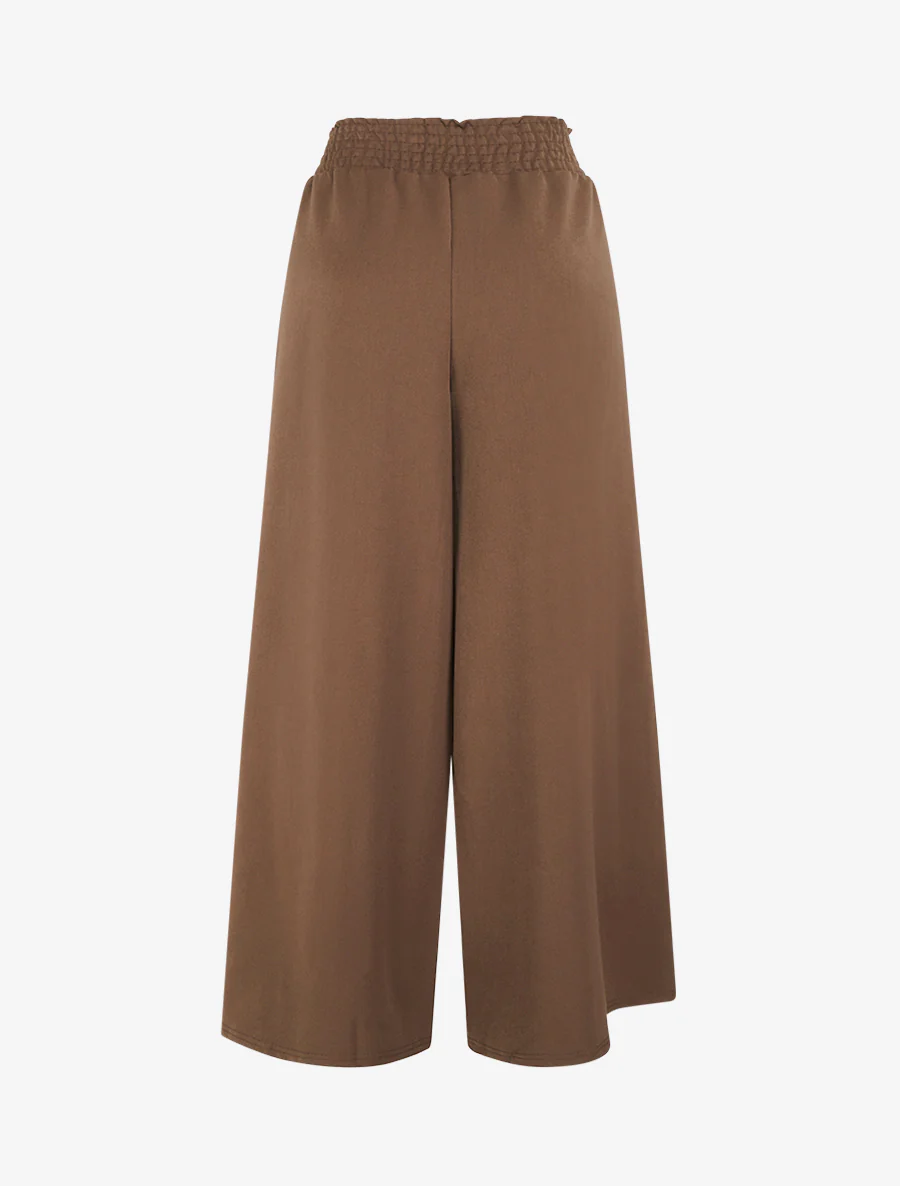 Palazzobroek met elastische taille en ringen. - Bruin - Image 2