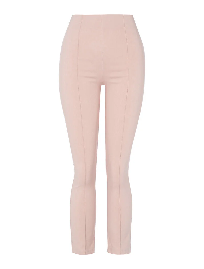 Broek met verticale naad - poederroze