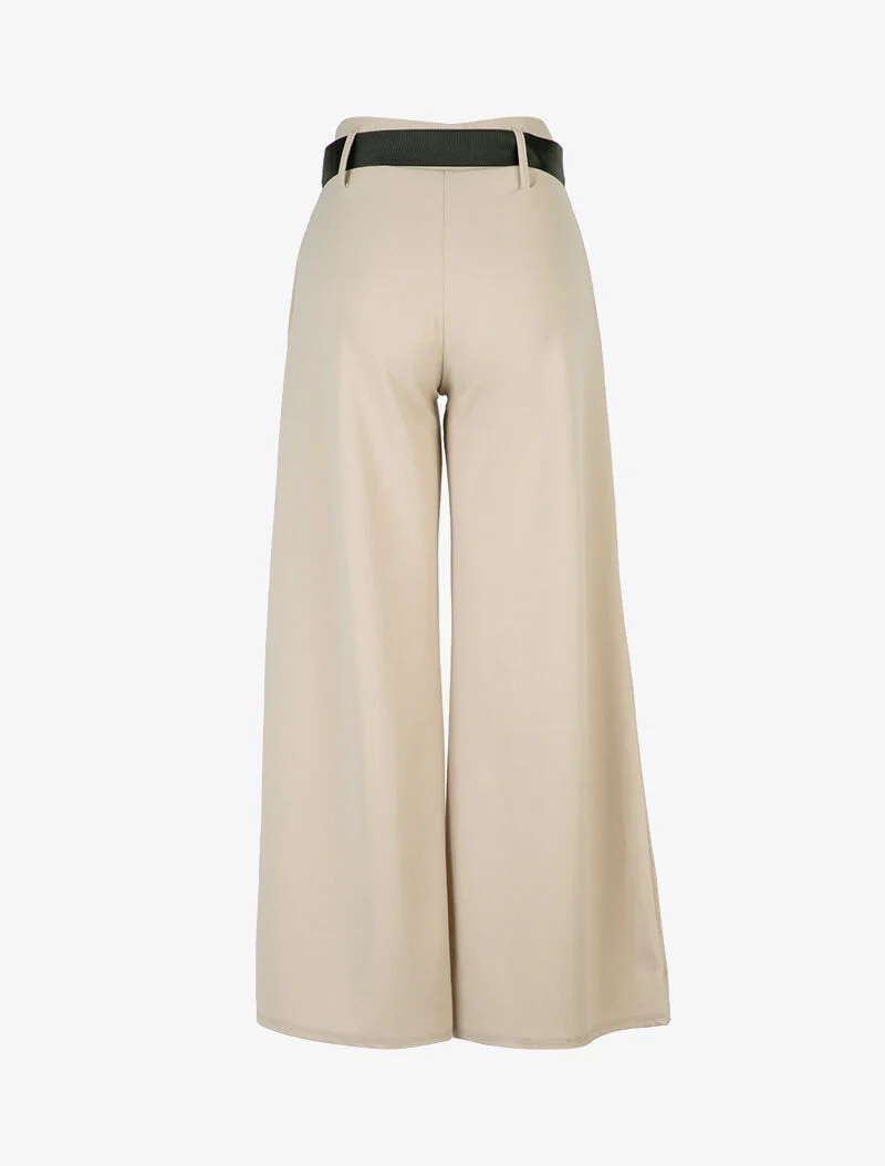 Olifantpijpenbroek met volant taille - Beige - Image 2