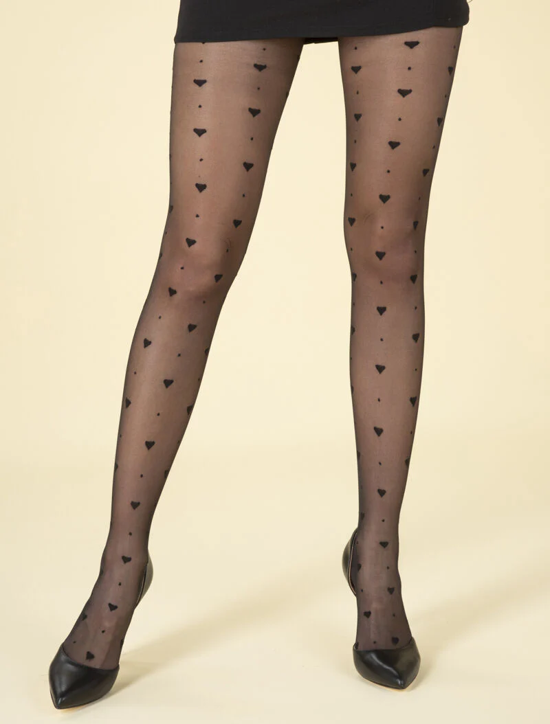 Panty's met kleine hartjes - zwart