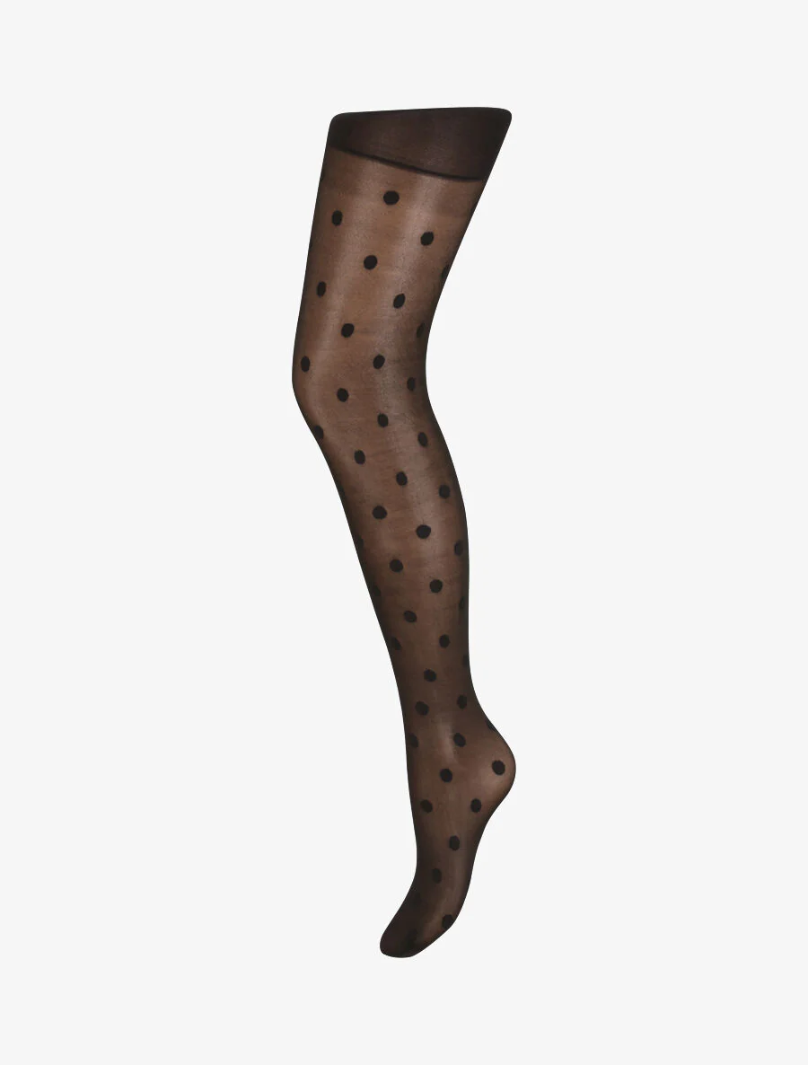 Voile panty's met stippen - Zwart