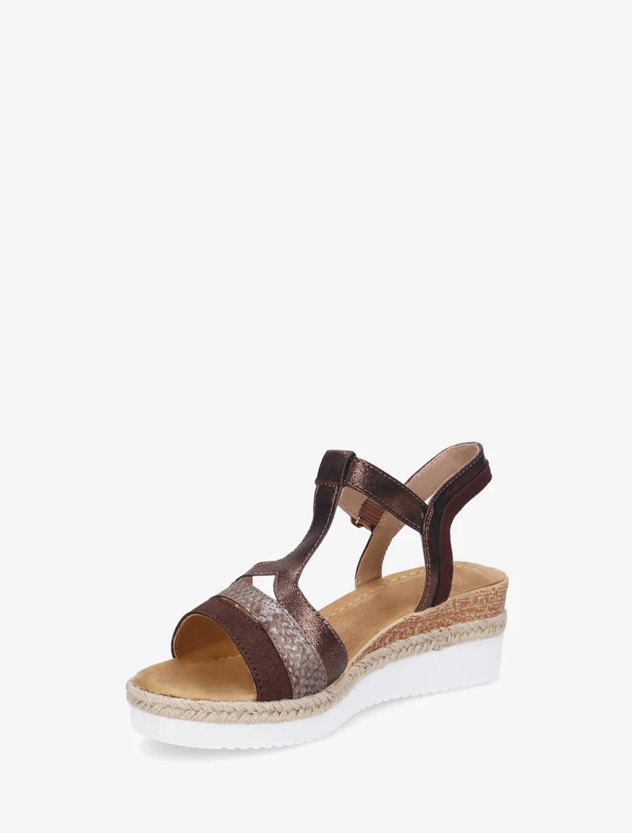 Parelmoeren sandalen met een fantasie T-bandje. - Bruin - Image 3