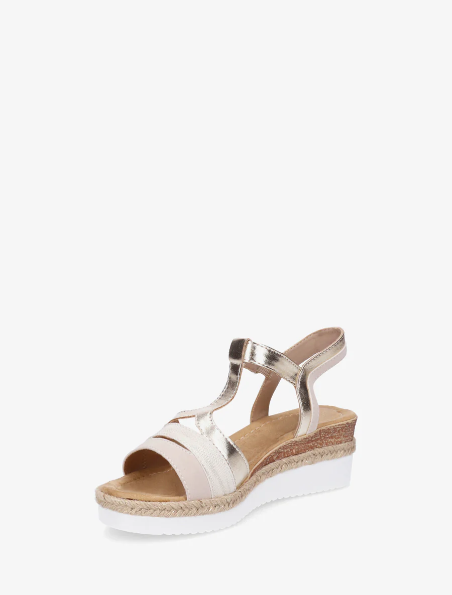 Parelmoeren sandalen met een fantasie T-bandje. - Beige - Image 3