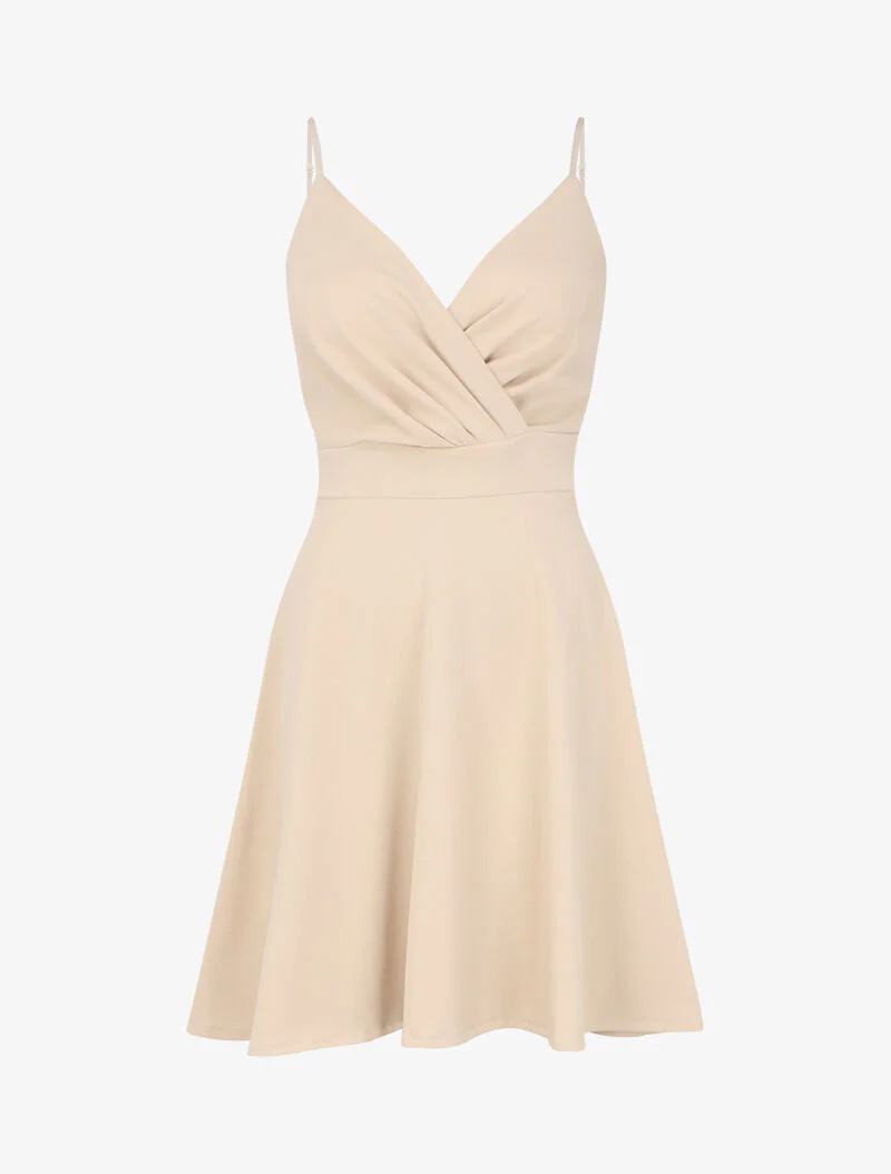 Skaterjurk met overslagkraag - Beige