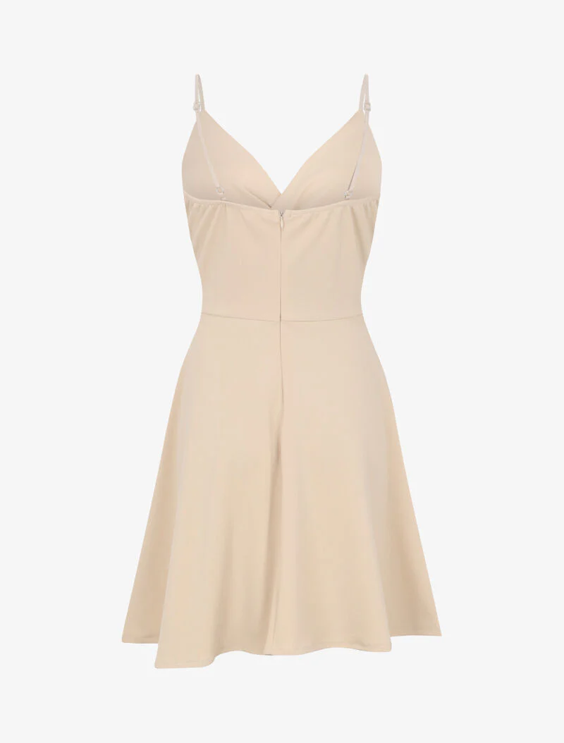 Skaterjurk met overslagkraag - Beige - Image 2