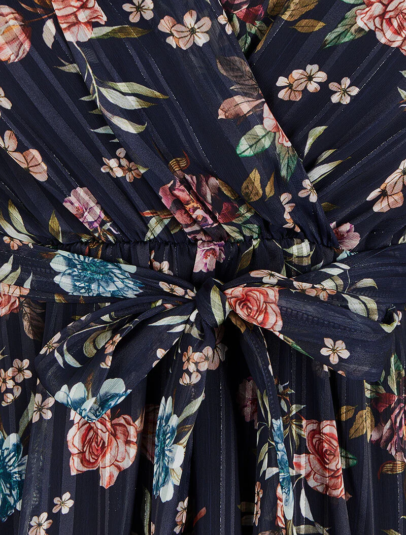 Wikkeljurk met rozenmotief - Marineblauw - Image 3