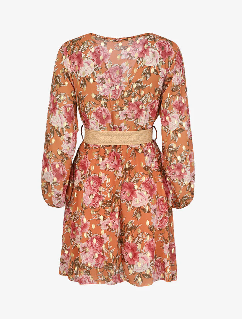Wikkeljurk met rozenprint - Oranje - Image 2