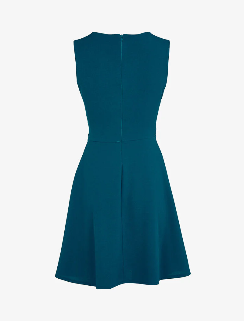 Fit & flare jurk met contrasterende gesp - Petrolblauw - Image 2