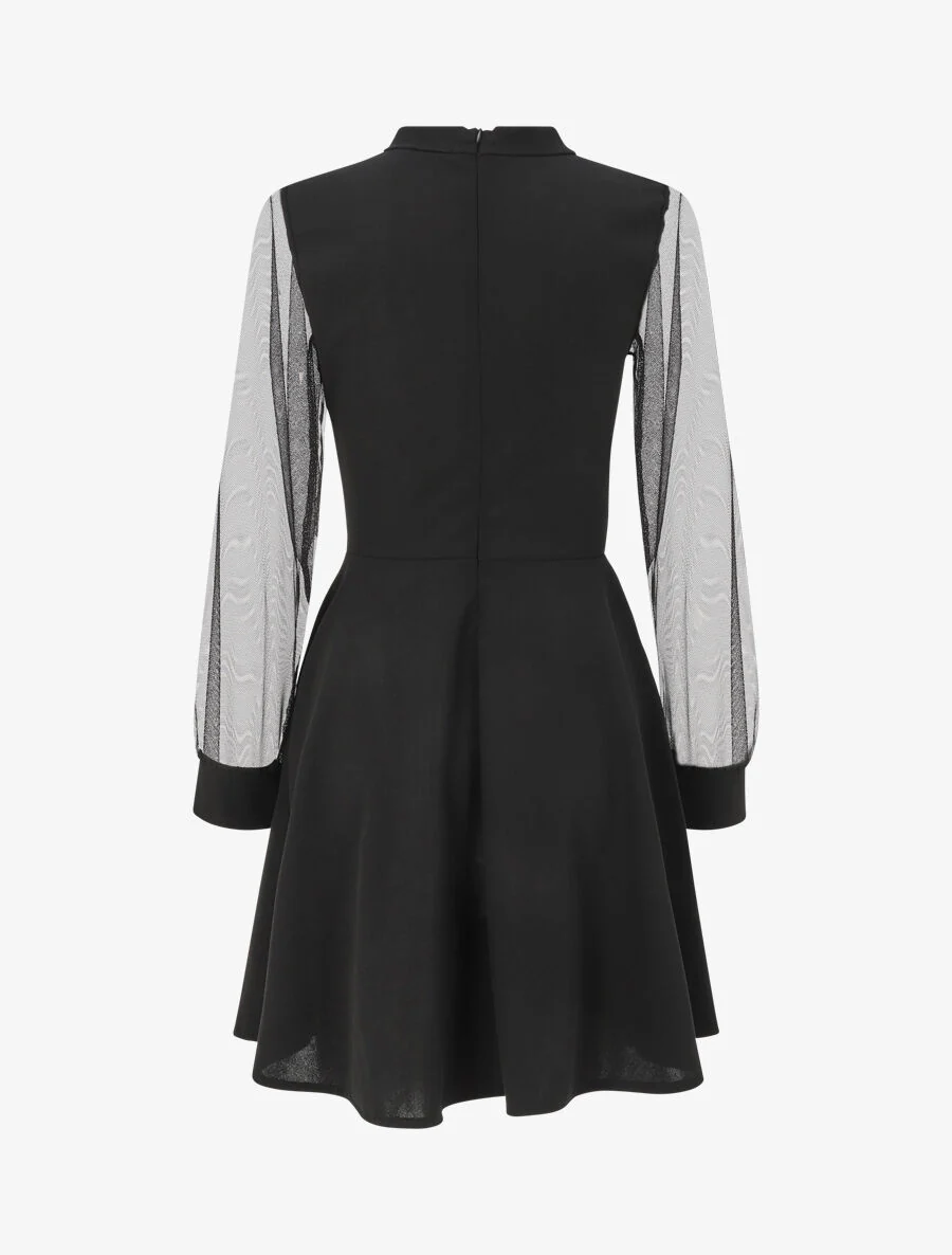 Fit & flare jurk met pailletten op het lijfje - Zwart/zilver - Image 2