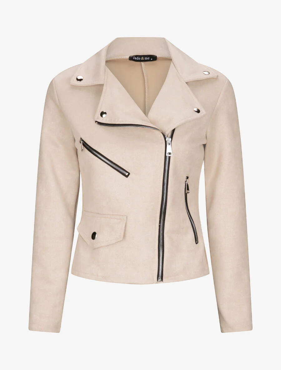 Perfect recht in suède met ritszakken - beige