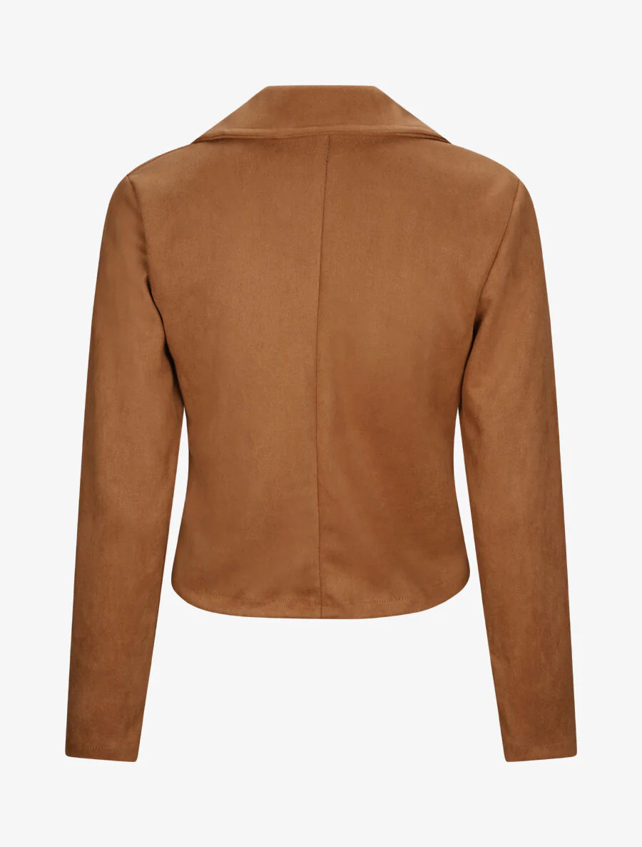 Perfect recht in suede ritszak decoratief - Kameel - Image 2