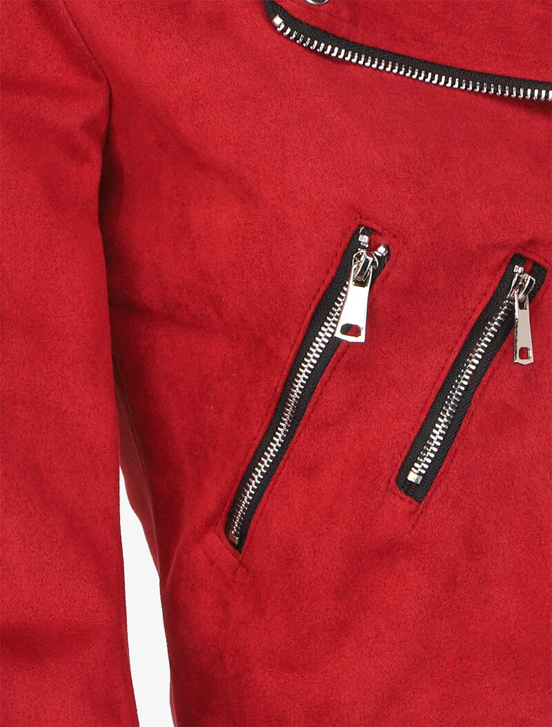 Perfecto in suèdine met ritszakken - Rood - Image 3