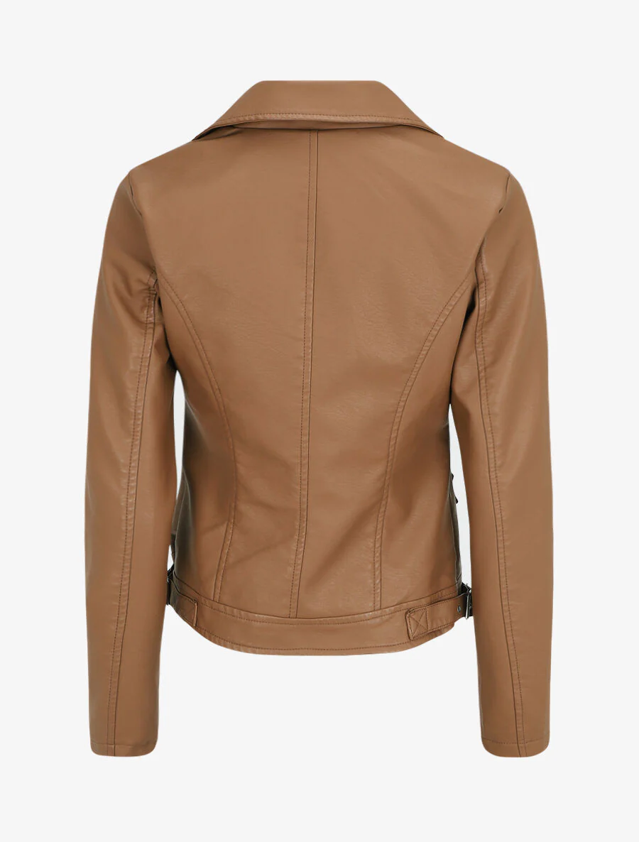 Perfecto in imitatieleer met decoratieve ritsen - Camel - Image 2