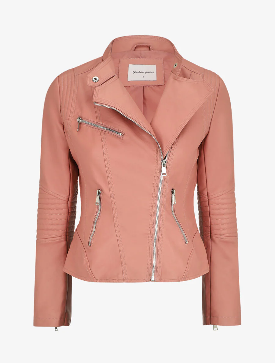 Perfecto in similileer met doorgestikte ellebogen - Roze