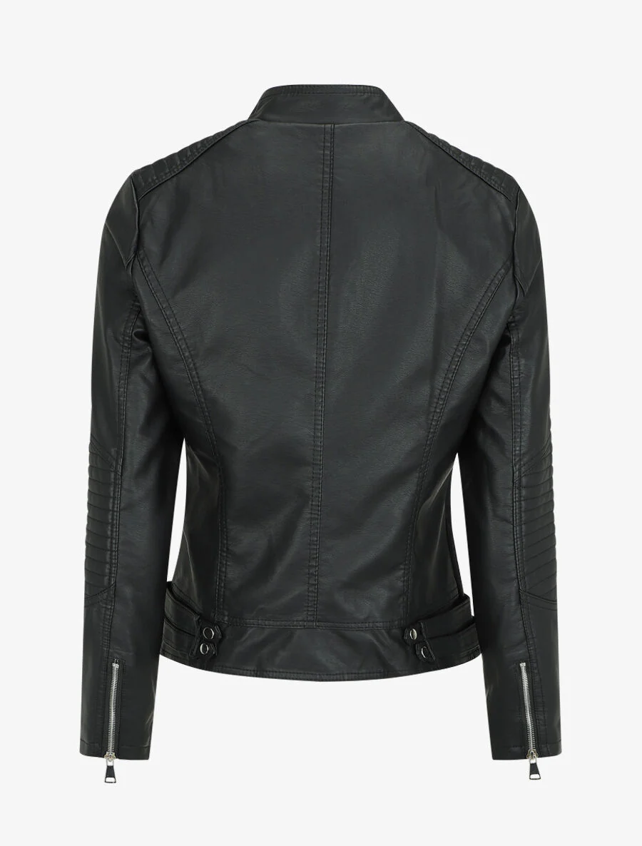 Perfecto in imitatie met opstaande kraag - Zwart - Image 2