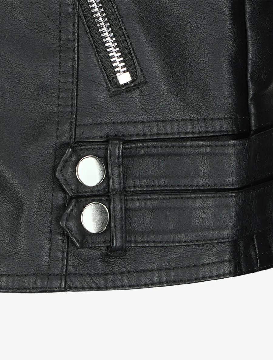Perfecto in imitatie met opstaande kraag - Zwart - Image 3