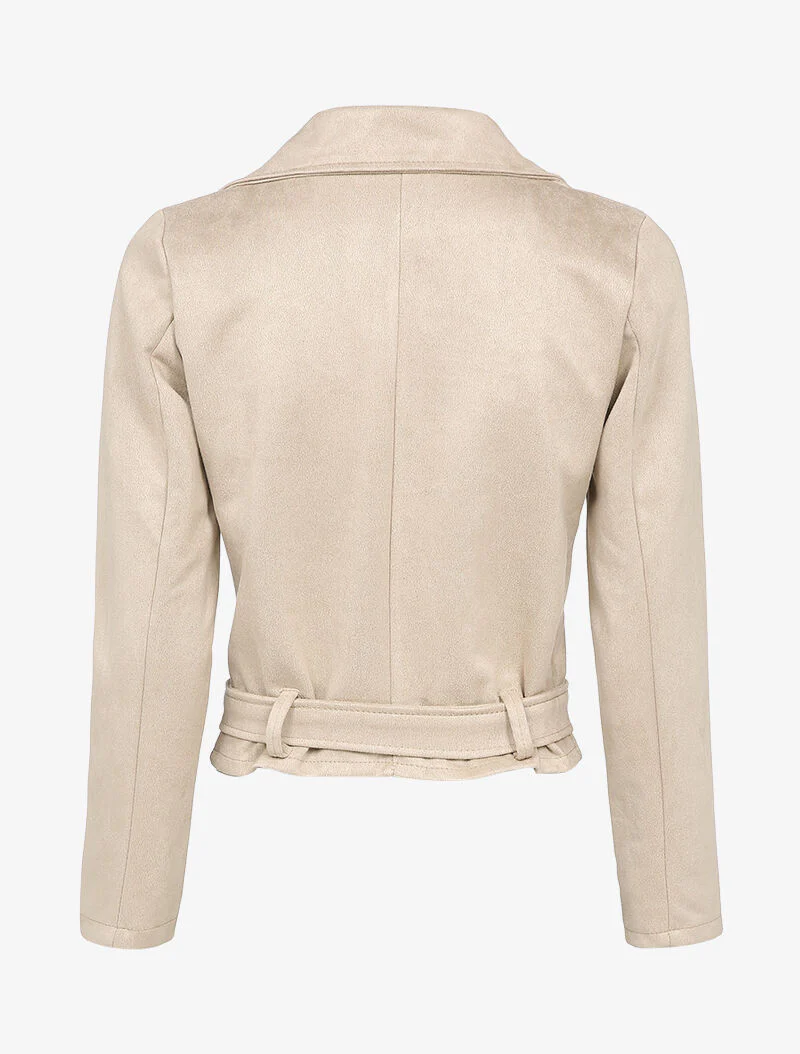 Perfecto in suèdine met decoratieve ritszakken - Beige - Image 2