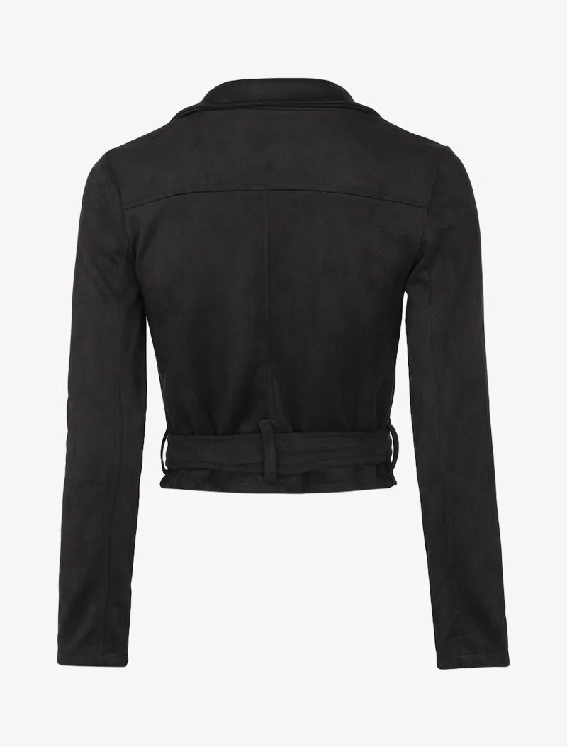 Perfecto in suèdine met riem met vierkante gesp - Zwart - Image 2