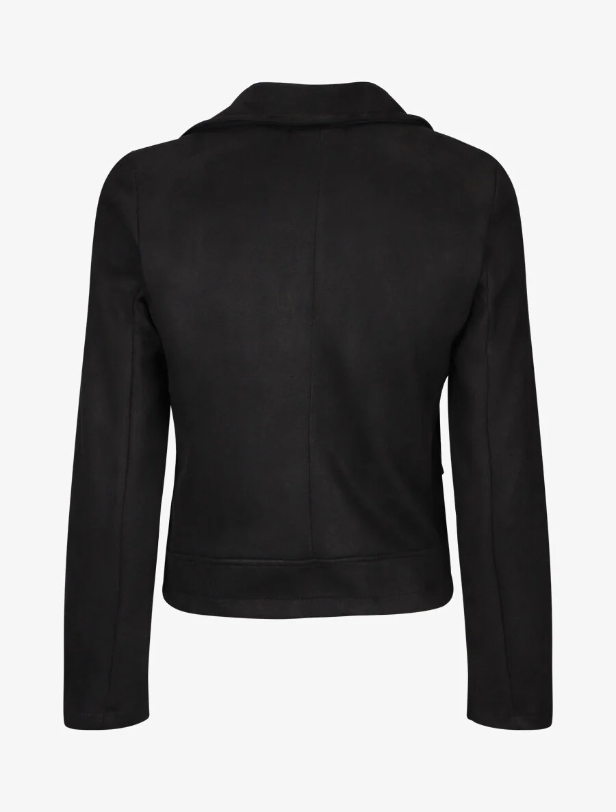 Perfecto-stijl gevoerde suède jas met rits - Zwart - Image 2