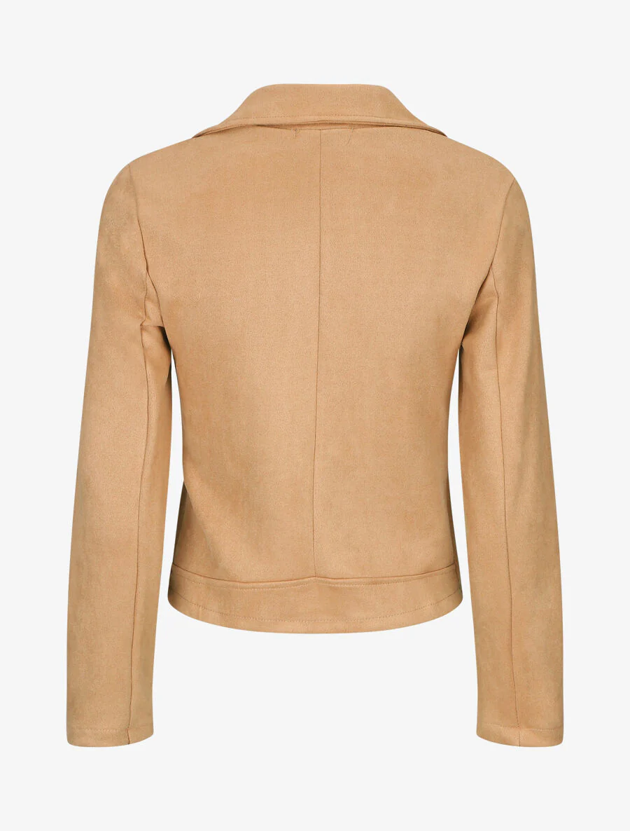 Perfecto-stijl gevoerde suède jas met rits - beige - Image 2