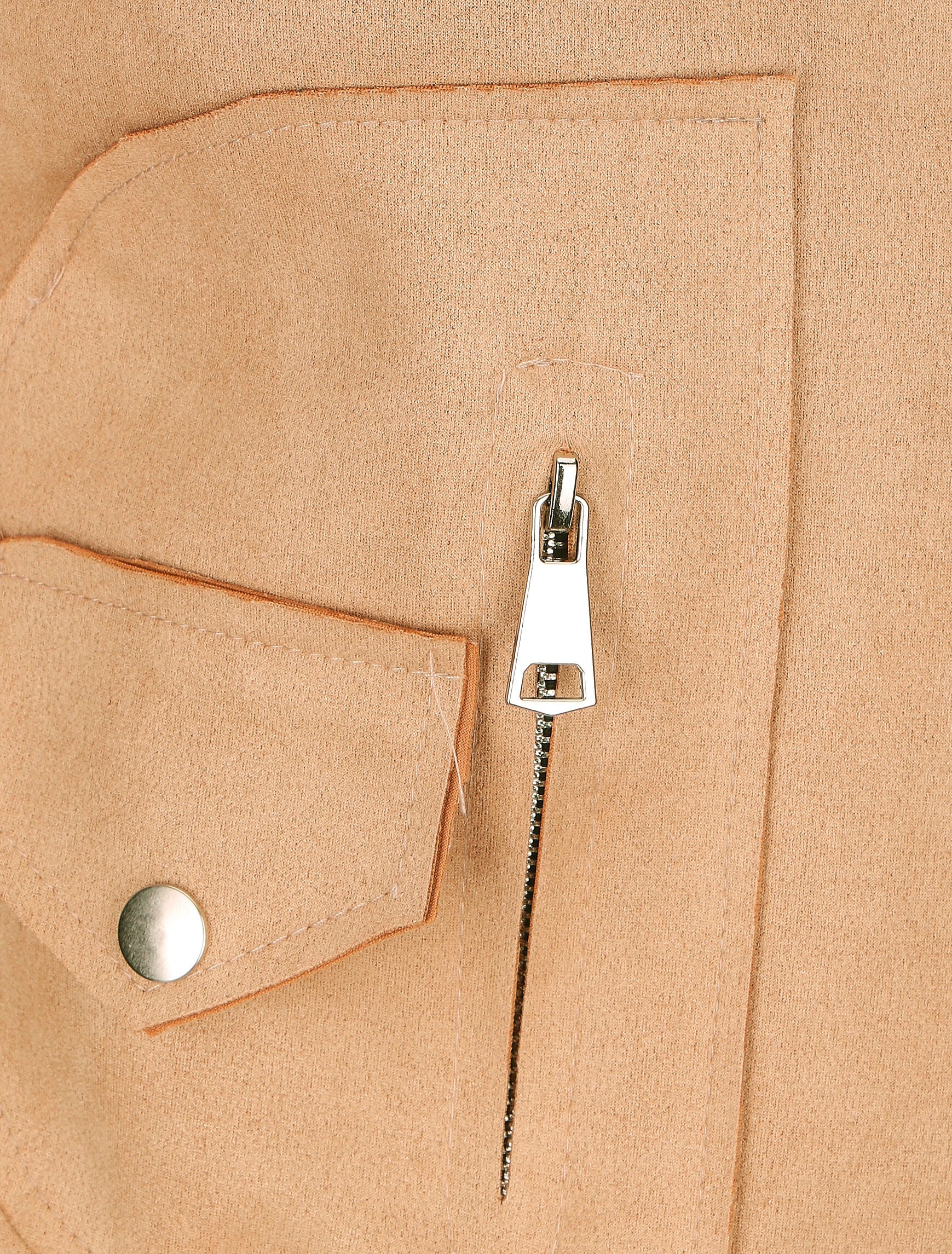 Perfecto-stijl gevoerde suède jas met rits - beige - Image 3