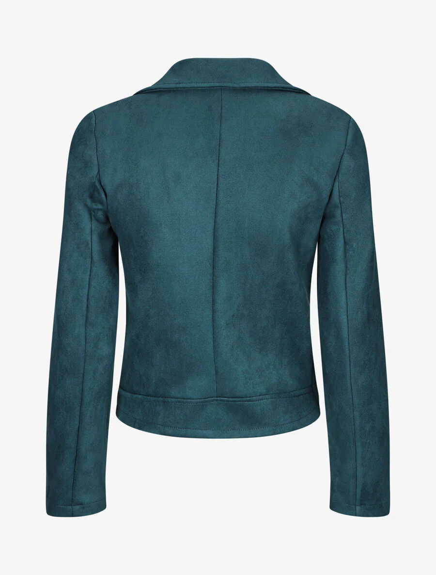 Perfecto-stijl gevoerde suède jas met rits - Blauwgroen - Image 2