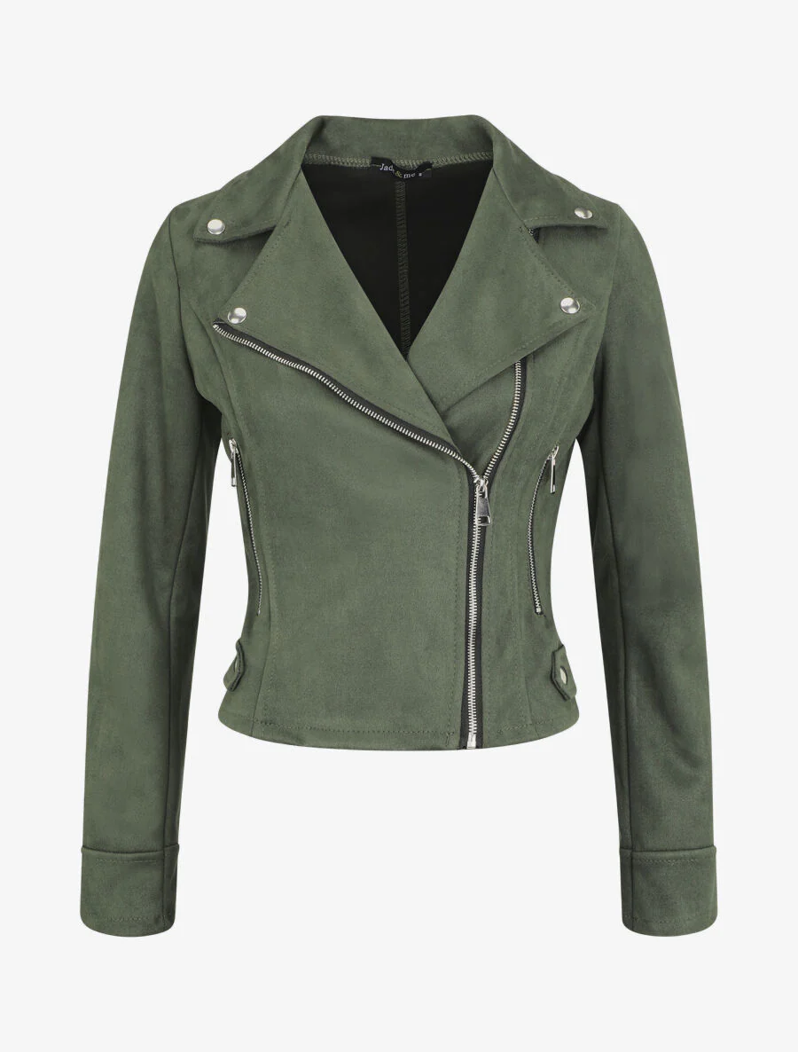 Perfecto-stijl jasje in suèdine - Groen
