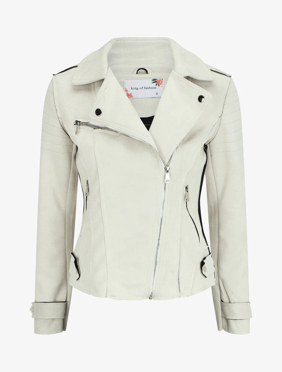 Perfecto-stijl leren jas - Écru