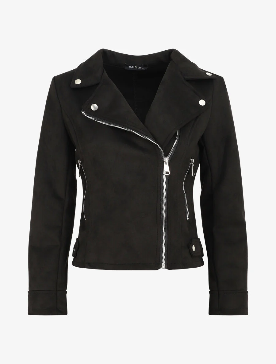 Perfecto-stijl suède jas - Zwart